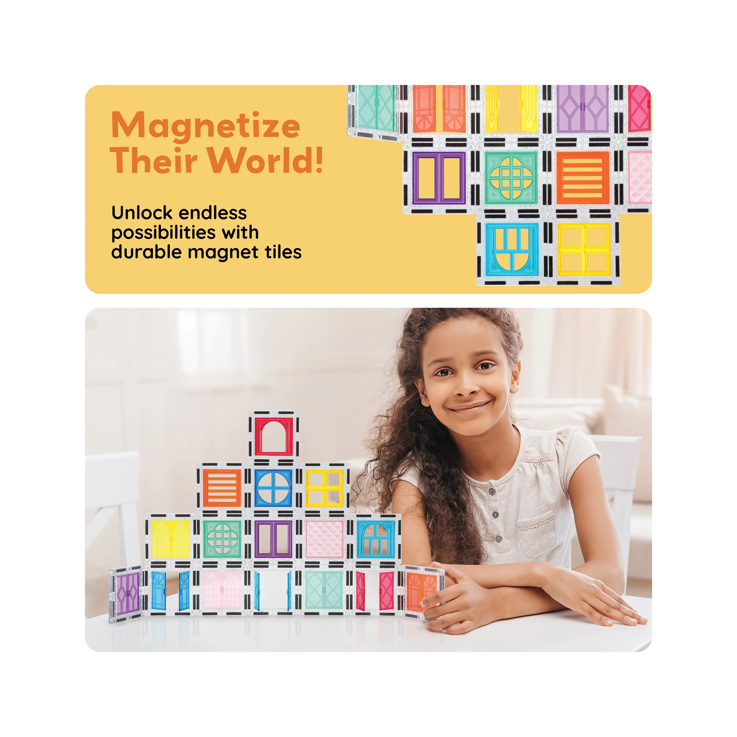 PicassoTiles 30-Piece Magnetic Tile Set (Windows & Doors) - Image 7