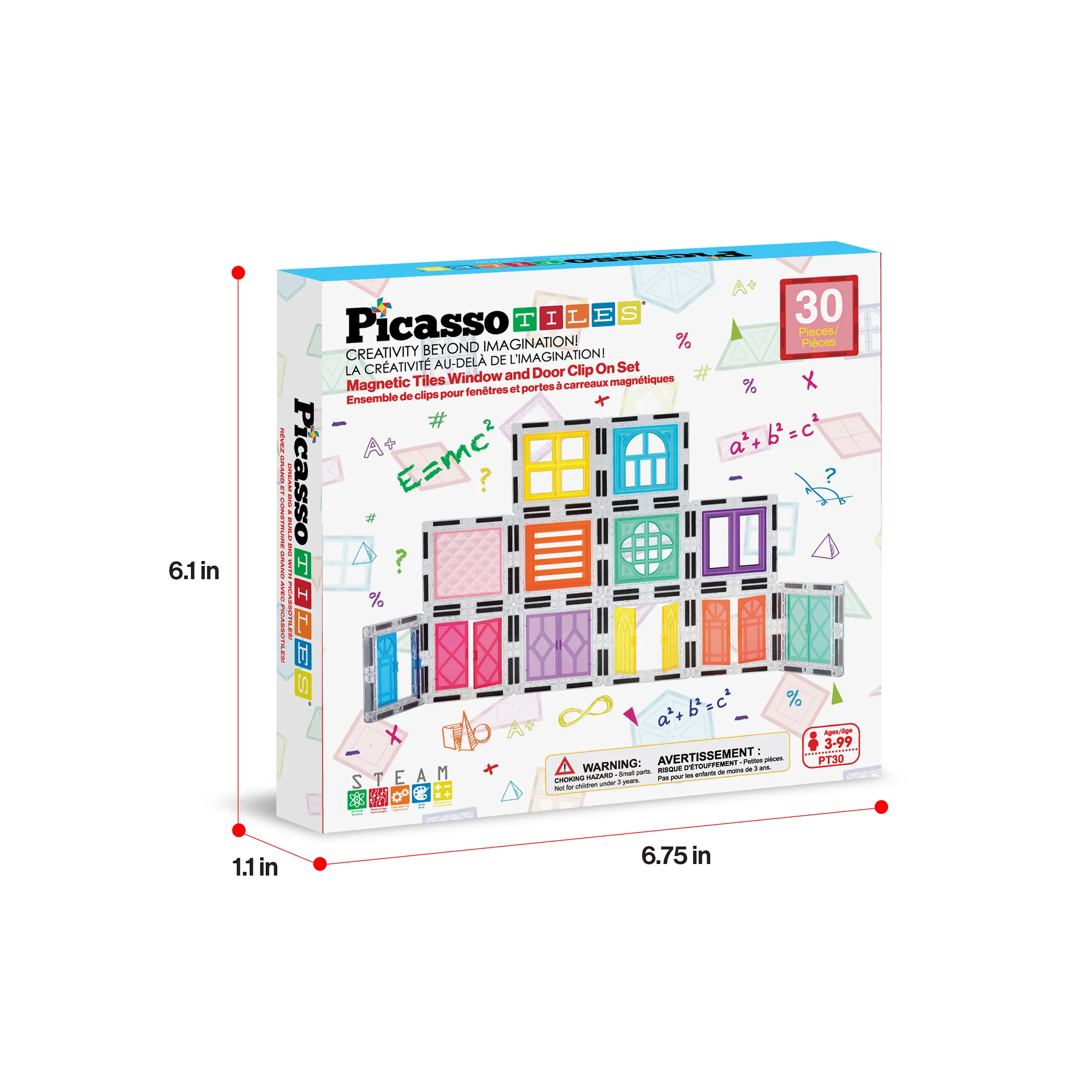 PicassoTiles 30-Piece Magnetic Tile Set (Windows & Doors) - Image 9