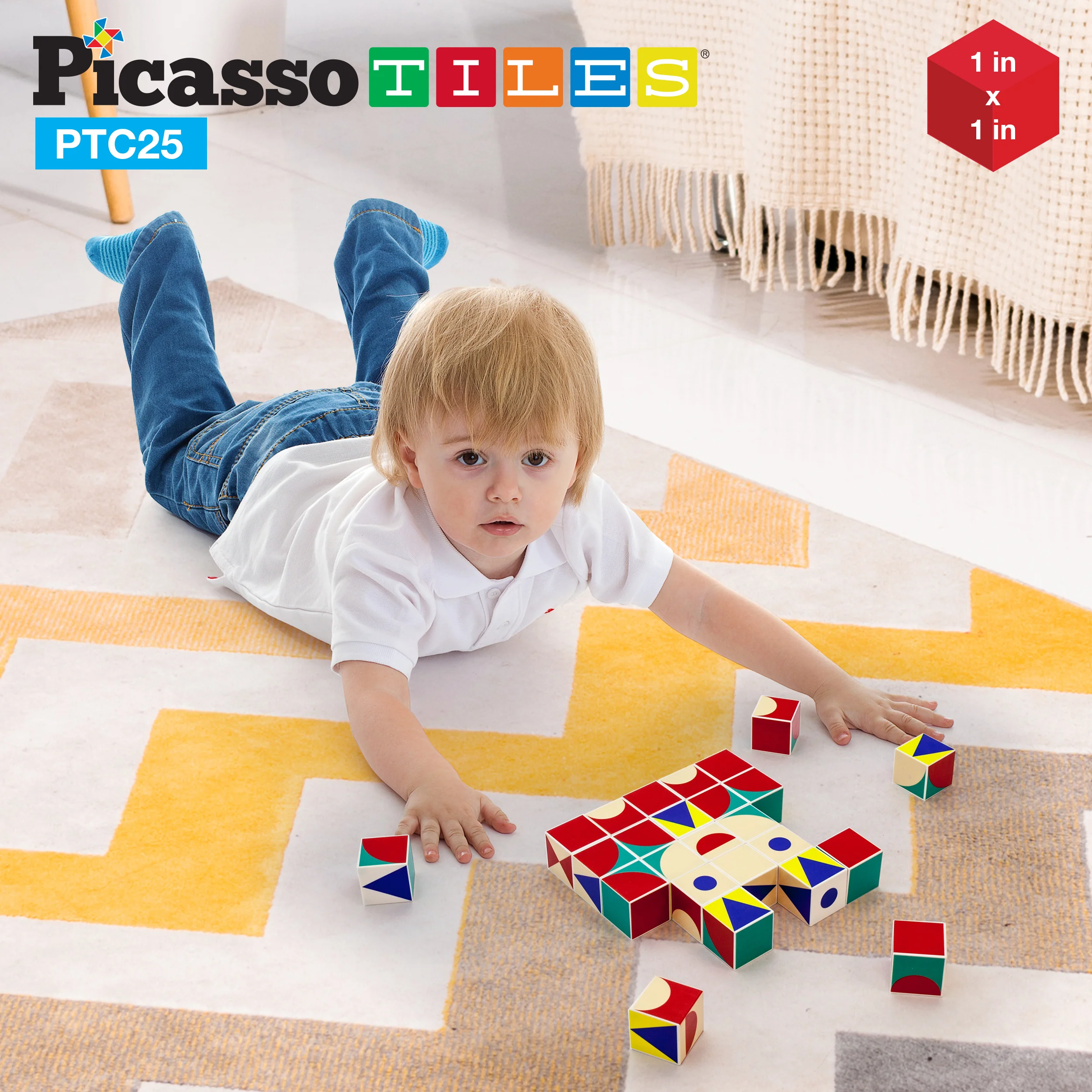 PicassoTiles 25 Piece Infinite Magnetic Puzzle Mix & Match Toy Set - Image 2