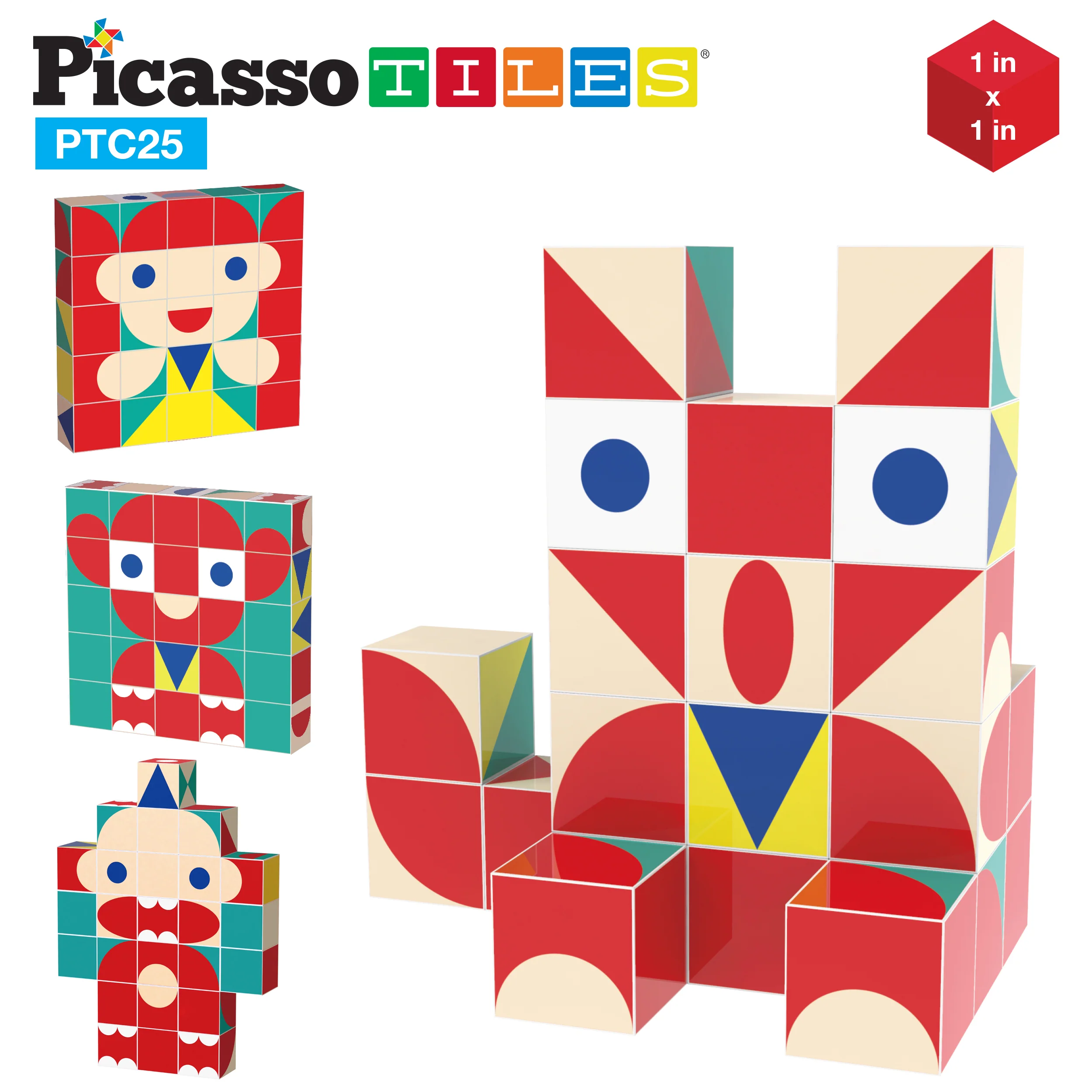 PicassoTiles 25 Piece Infinite Magnetic Puzzle Mix & Match Toy Set - Image 3