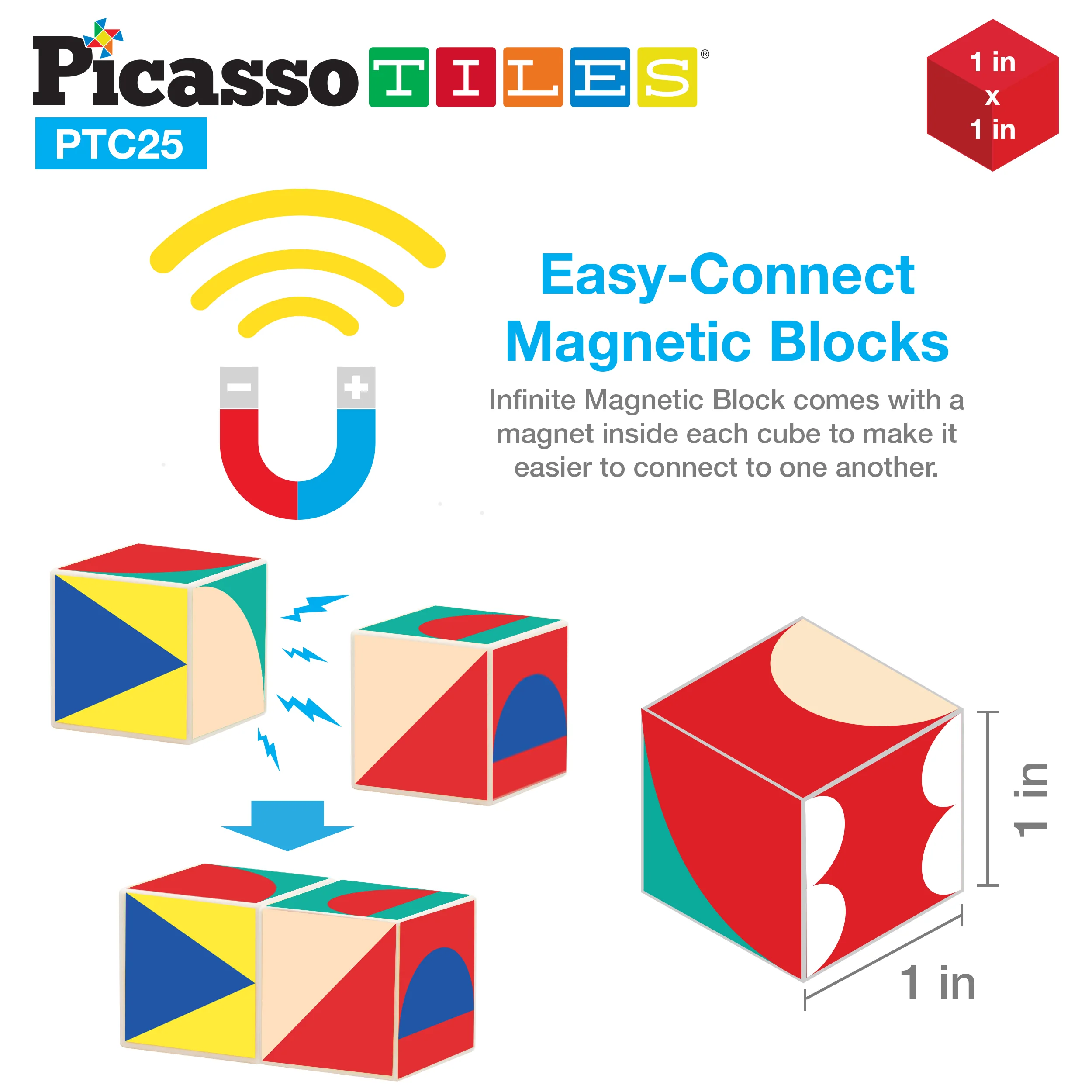 PicassoTiles 25 Piece Infinite Magnetic Puzzle Mix & Match Toy Set - Image 5