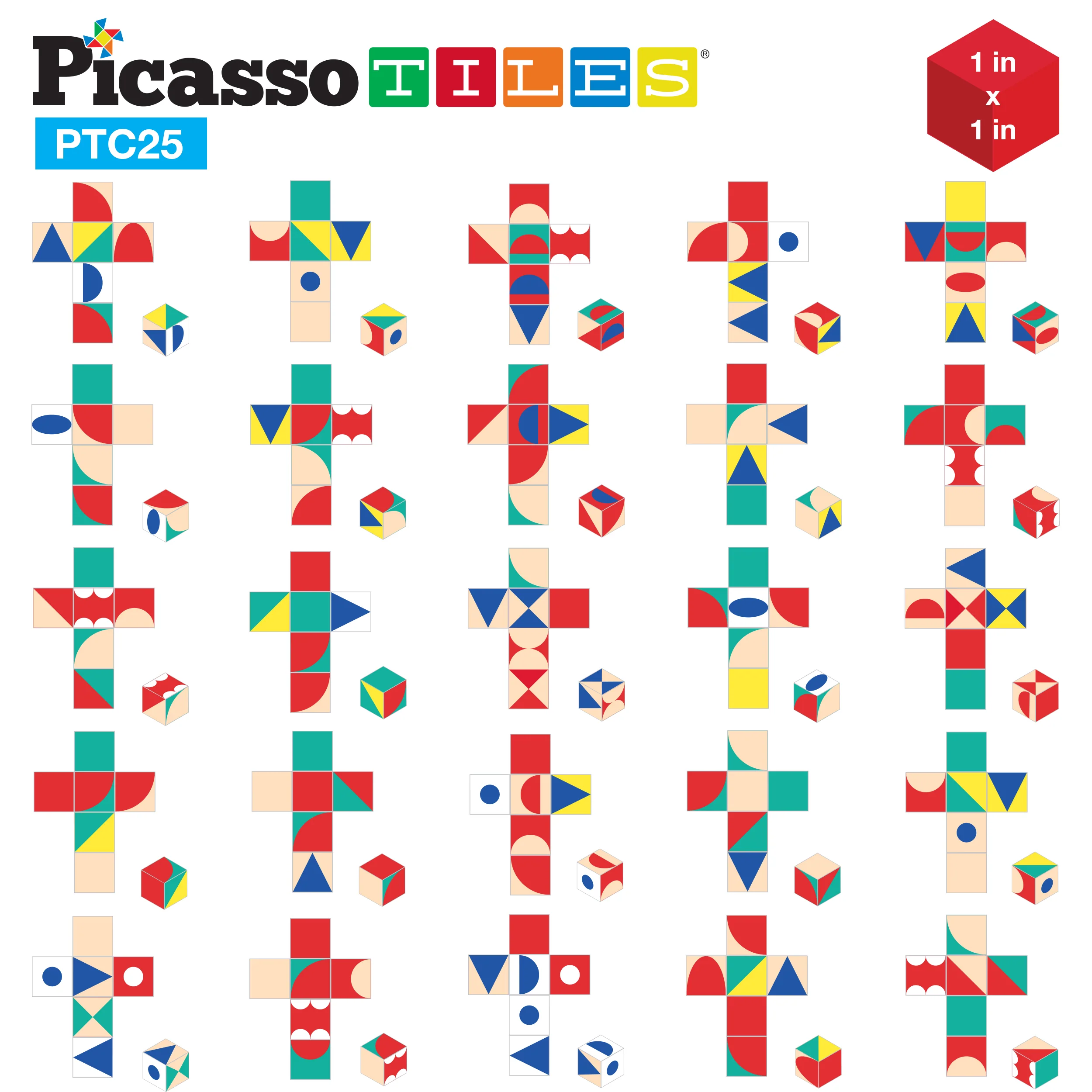 PicassoTiles 25 Piece Infinite Magnetic Puzzle Mix & Match Toy Set - Image 7