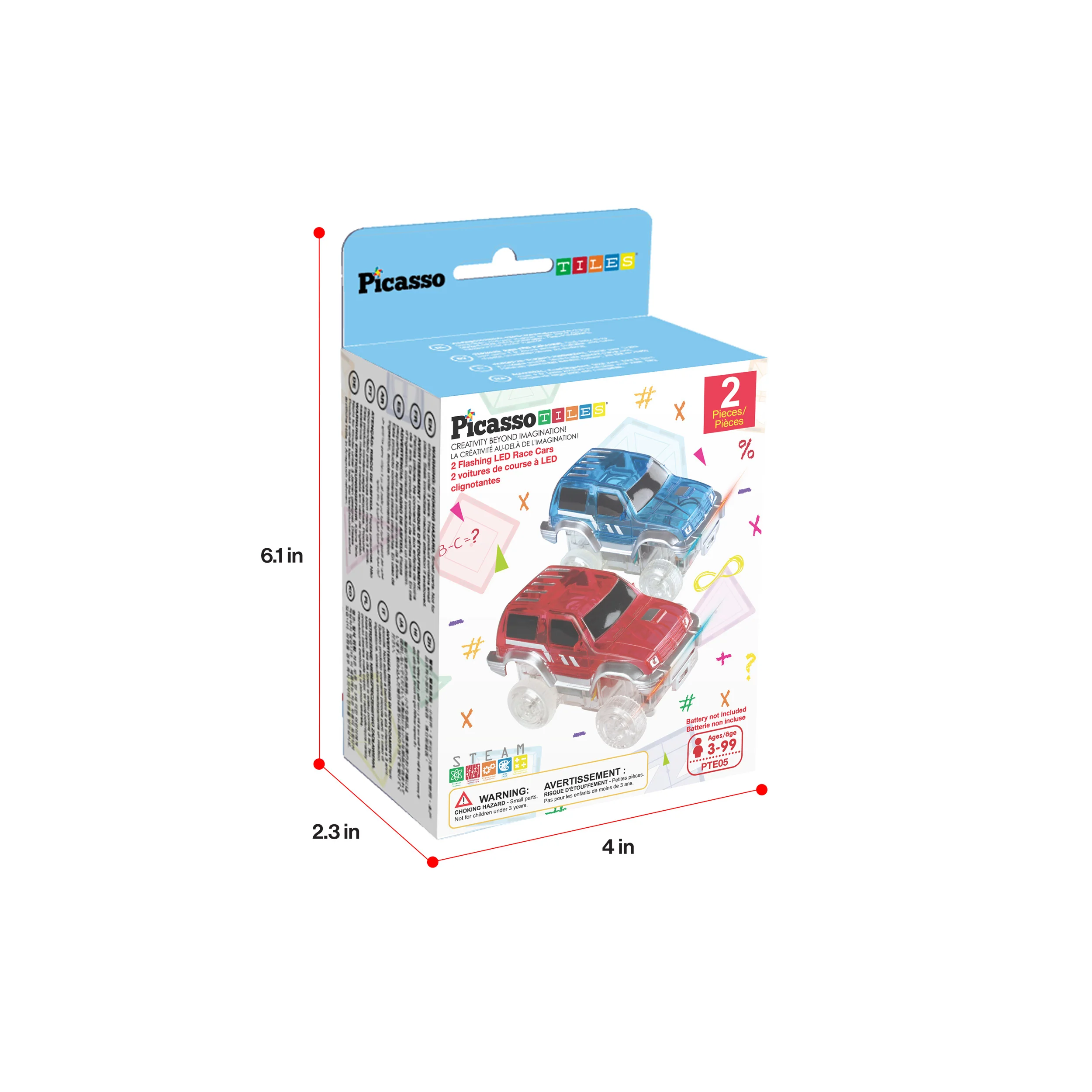 PicassoTiles Magnetic Race Track Cars with LED Lights (2 Pack) - Image 9
